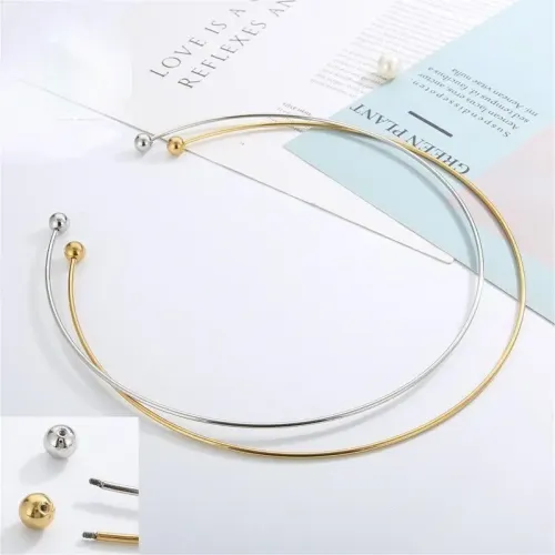 NTM2506 DIY Spiral Bead Removable Stainless Steel Choker Women's Short Necklace