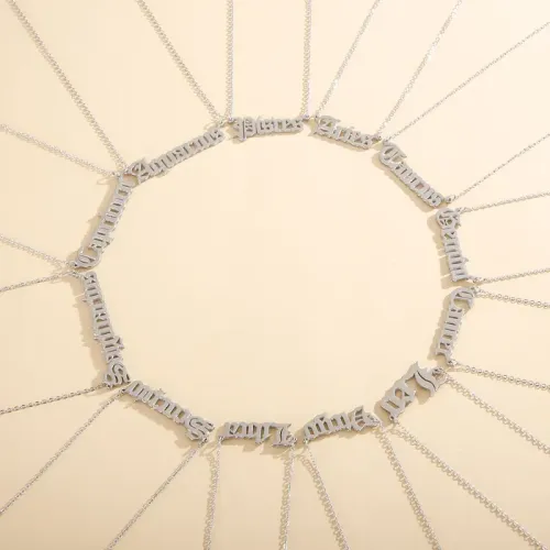 NTM2492 Stainless Steel Zodiac Necklace Women's Constellation Clavicle Chain in Silver Tone