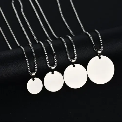 NTM3873 Customizable Stainless Steel Round Tag Pendant Necklace for Men Women Personalized Jewelry