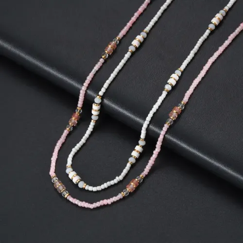 NTM3421 Bohemian Beaded Handmade Necklace Layered Sweater Chain Ethnic Jewelry