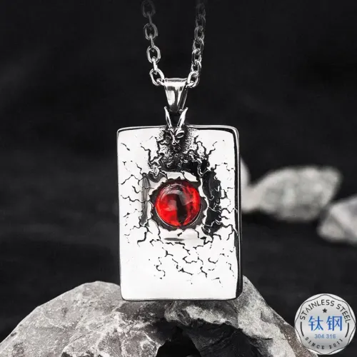 NTM3269 Evil Eye Pendant Necklace in Stainless Steel Hip Hop Sweater Chain Accessory