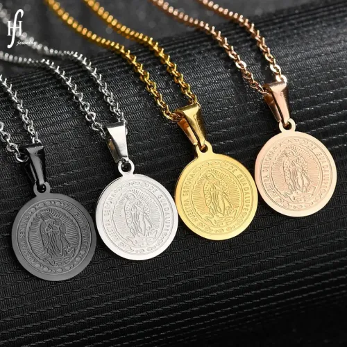 NTM3813 18K Gold Double Sided Coin Pendant Necklace Luxury Circular Charm Jewelry
