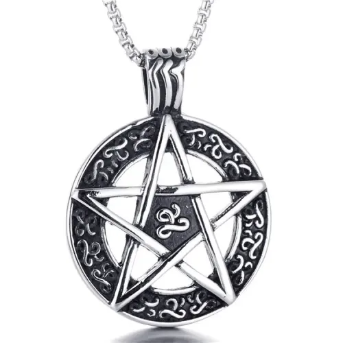 NTM2198 Pentagram Pendant Punk Necklace Stainless Steel Star Charm