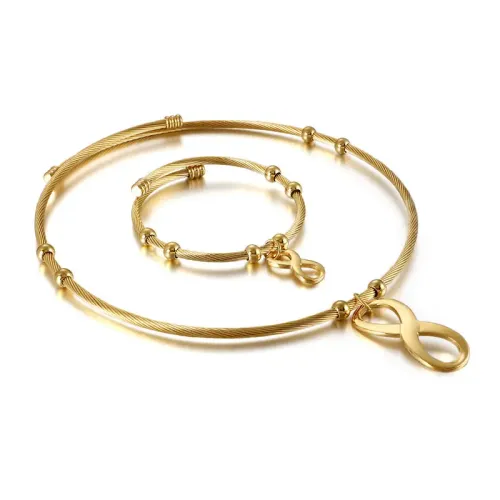 NTM3019 Number 8 Choker Street Style Short Necklace Bracelet Set Trendy Jewelry Combo