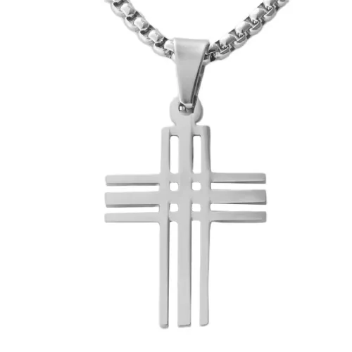 NTM1790 Cross Pendant Necklace Stainless Steel Religious Jewelry