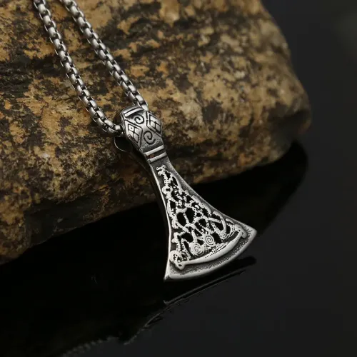 NTM908 Men's Stainless Steel Axe Pattern Pendant Necklace Fashion Accessory