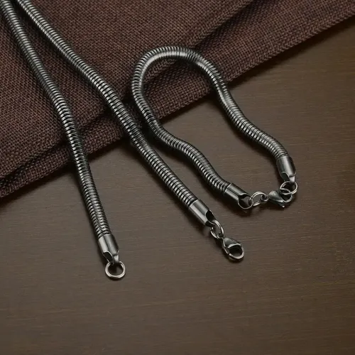 NTM3672 Flat Snake Bone Chain Stainless Steel Hip Hop Necklace Bracelet Set