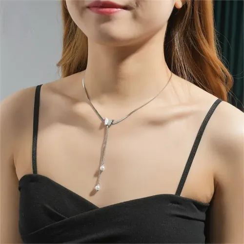 NTM3675 Butterfly Necklace for Women Trendy Razor Blade Collarbone Chain Jewelry