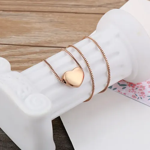 NTM2733 Stainless Steel Heart Pendant Necklace for Women Short Clavicle Chain Accessory