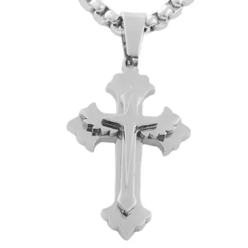 NTM1782 Cross Pendant Necklace Stainless Steel Crucifix Jewelry