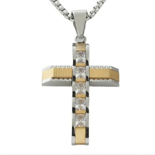 NTM1747 Cross Pendant Necklace Stainless Steel Crucifix Jewelry