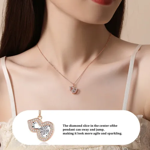NTM3166 Rose Gold Diamond Gourd Pendant Necklace for Women Elegant Collarbone Chain