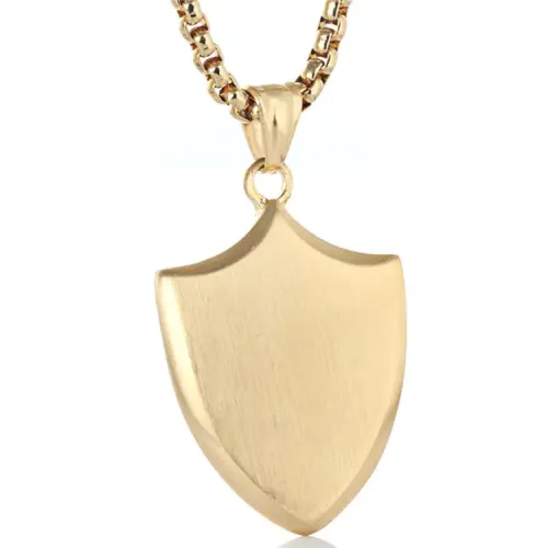 NTM2241 Dart Head Pendant Necklace Stainless Steel Shield Amulet