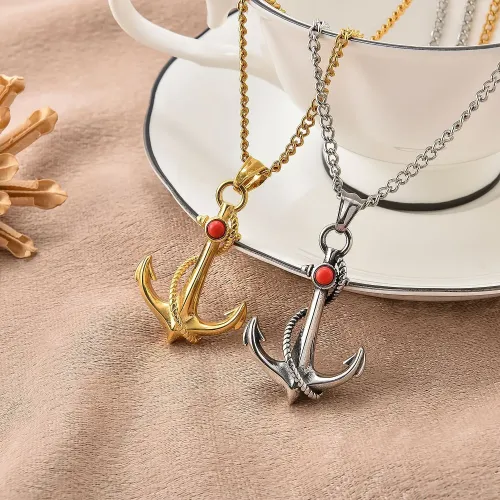 NTM2350 Navy Anchor Pendant Necklace for Men Durable Stainless Steel Maritime Jewelry