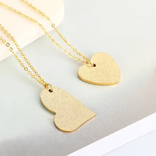 NTM2459 Sweetheart Sandblast Necklace Heart Shaped Clavicle Chain for Women