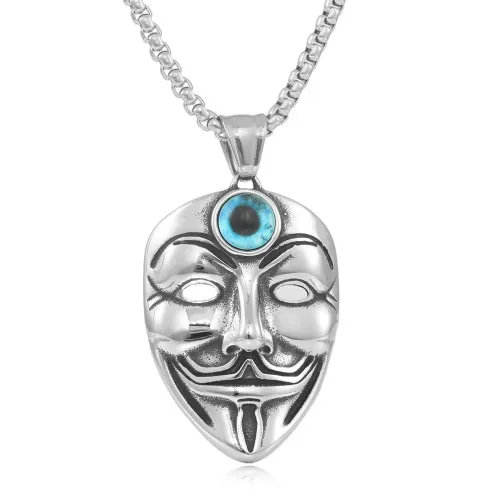 NTM1402 Mask Eye Pendant Punk Stainless Steel Portrait Mask Necklace