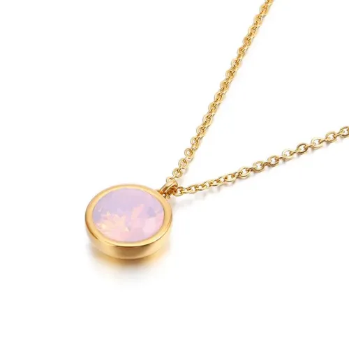 NTM2707 Women's Stainless Steel Round Pendant Clavicle Chain Necklace Short Elegant Neckpiece