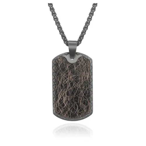 NTM1191 Men's Antique Style Textured Dog Tag Pendant with Diamond Cut Edge Stainless Steel Necklace