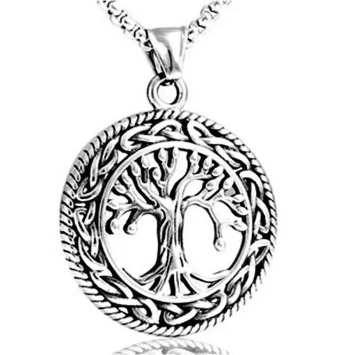 NTM1504 Tree of Life Pendant Necklace Punk Stainless Steel Jewelry Accessory