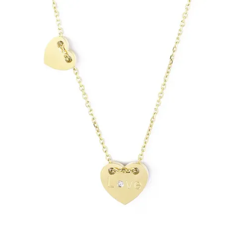 NTM2670 Stainless Steel Heart Pendant Necklace engrave Solitaire Clavicle Chain for Women