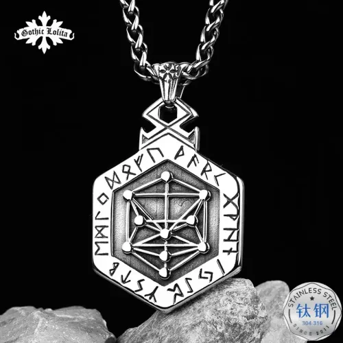 NTM3281 Nordic Viking Totem Pendant Stainless Steel Punk Hip Hop Sweater Chain for Men