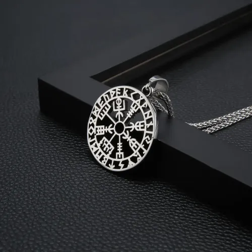 NTM2369 Viking Jewelry Men's Ethnical Hollow Rune Pendant Stainless Steel Necklace