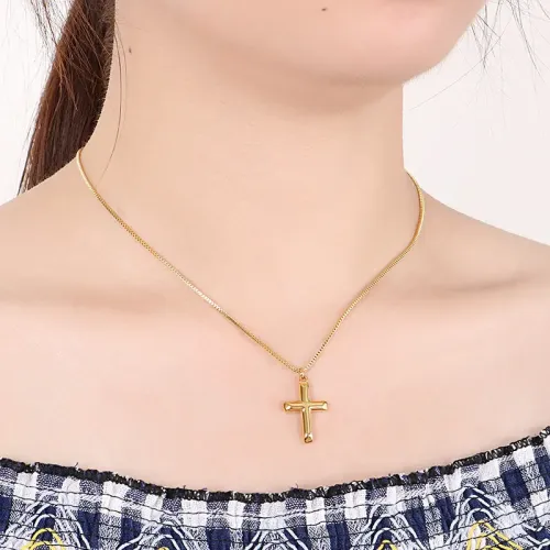 NTM2691 Women's Punk Cross Necklace Clavicle Chain with Gothic Cross Pendant
