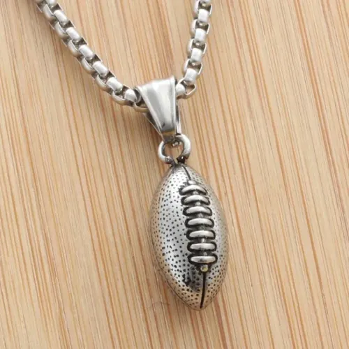 NTM1975 Football Pendant Hip Hop Stainless Steel Nightclub Necklace