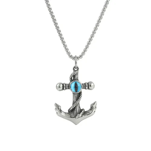 NTM1498 Anchor Pendant Punk Necklace Multicolor Stainless Steel Nautical Charm