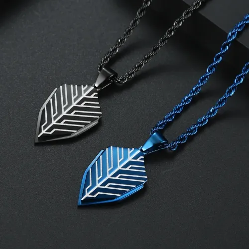 NTM1122 Men's September Pendant Shield Design Stainless Steel Necklace