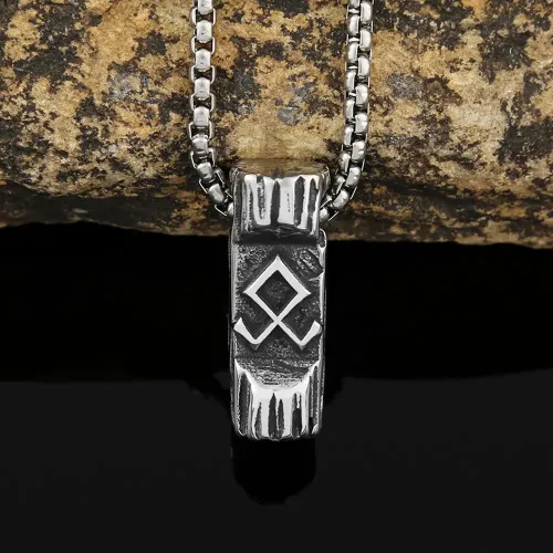 NTM934 Men's Hip Hop Viking Rune Pendant Norwegian Stainless Steel Necklace