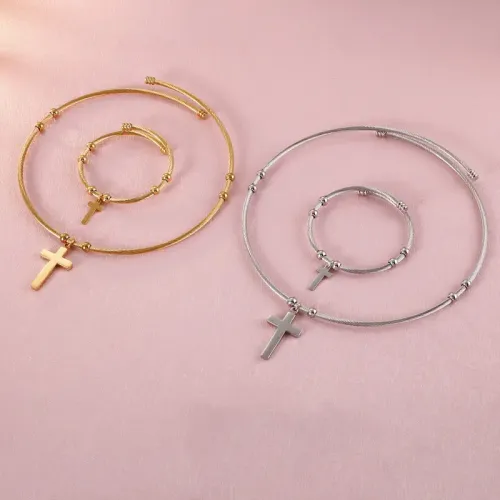 NTM3020 Choker Bracelet cross Set Street Style Short Necklace