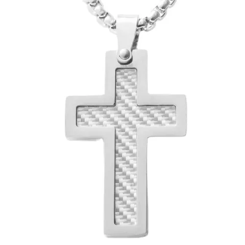 NTM1823 Cross Pendant Necklace Stainless Steel Religious Jewelry Accessory