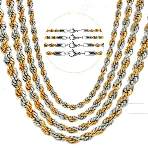 NTM1334 Unisex Twisted Rope Chain Necklace Stainless Steel Horsewhip Link Fashion Accessory