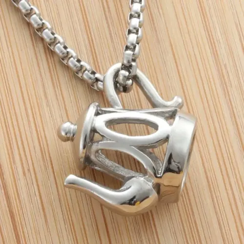 NTM1909 Teapot Pendant Punk Hollow Stainless Steel Teapot Necklace