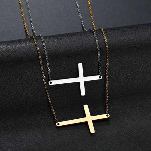 NTM3795 Stainless Steel Cross Necklace for Couples Clavicle Chain Jewelry