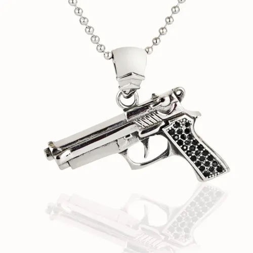 NTM2123 CS Desert Eagle Handgun Pendant Punk Stainless Steel Men's Pistol Necklace