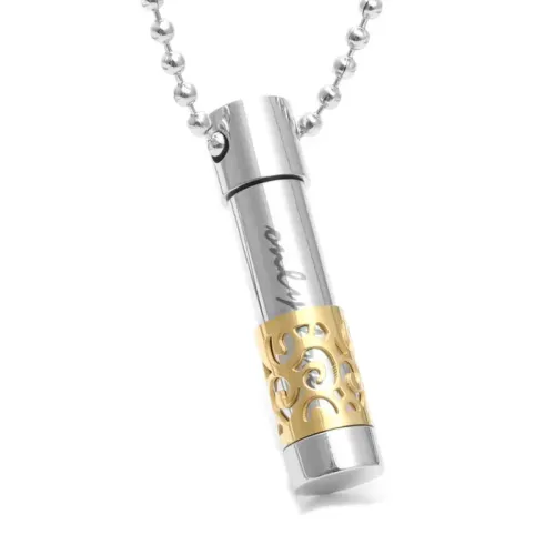 NTM2037 Perfume Bottle Pendant Necklace Dual Layer Stainless Steel Locket