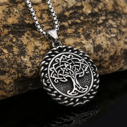 NTM955 Men's Tree of Life Stainless Steel Pendant Necklace Fashion Accessory