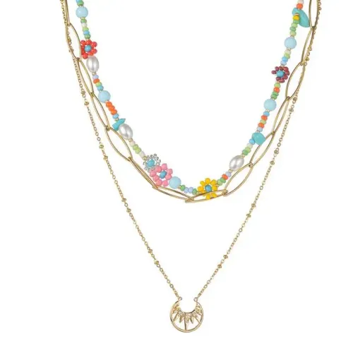 NTM3385 Baroque Pearl Necklace 18K Gold Handcrafted Sweater Chain Jewelry