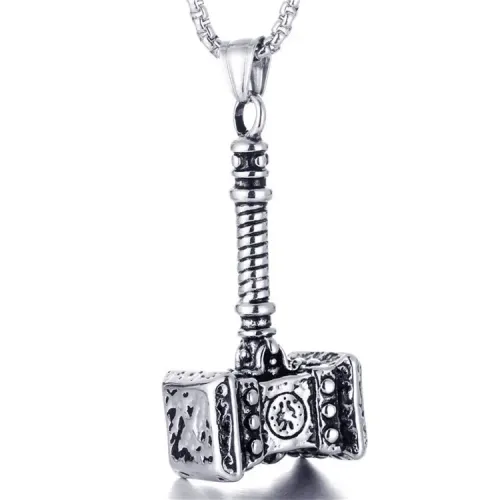 NTM2201 Punk Pendant Necklace Sleek Stainless Steel Charm Accessory