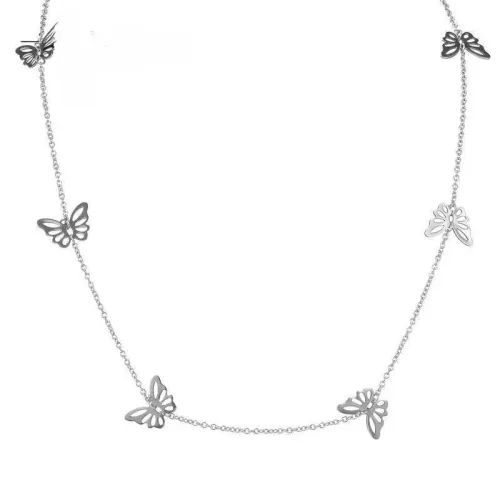 NTM3947 Stainless Steel Hollow Butterfly Necklace for Women Layered Fashion Pendant
