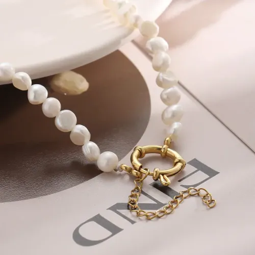 NTM3099 Baroque Freshwater Pearl Necklace for Women Elastic Choker Clavicle Chain