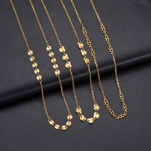 NTM3555 14K Gold Pattern Stainless Steel Necklace for Women Luxury Fashion Jewelry