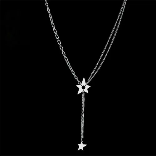 NTM3647 Stainless Steel Star Pendant Choker Elegant Collar Necklace for Trendy Look