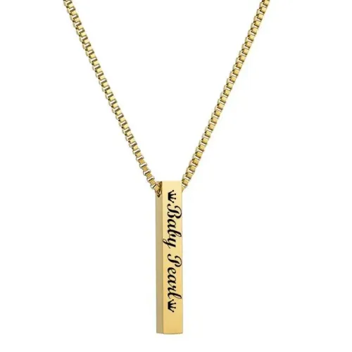 NTM3792 Unisex Stainless Steel S Bar Box Chain Necklace Couples Jewelry
