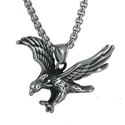 NTM2139 Eagle Pendant Necklace Majestic Stainless Steel Flying Eagle Jewelry