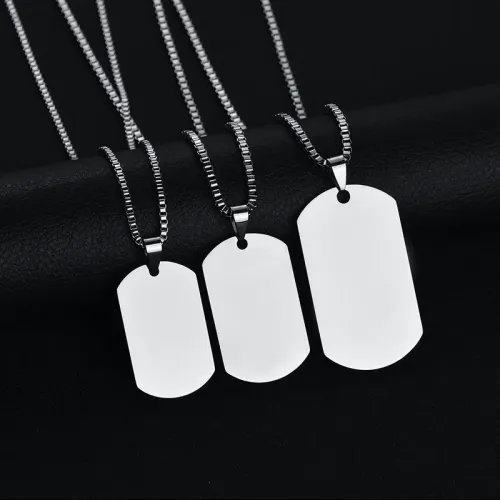 NTM3976 Military Dog Tag Necklaces for Couples Custom Photo Pendant Long Chain Jewelry