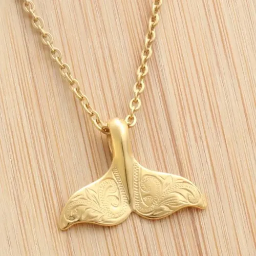 NTM1978 Mermaid Tail Pendant Punk Stainless Steel Fish Tail Necklace for Women