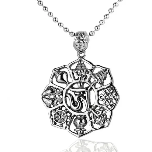 NTM2130 Octagon Necklace with Christmas Tree Bell Charm Stainless Steel Polygon Pendant